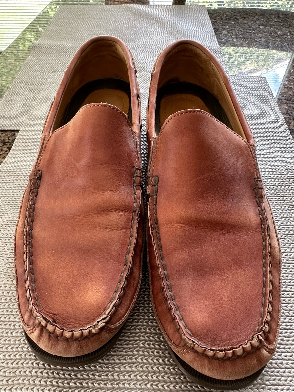 Tommy Bahama Men's Tan Leather Slip-On Loafers